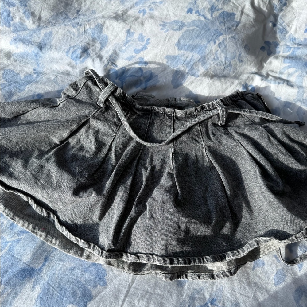 Womens Charcoal Gray Denim Mini Skirt